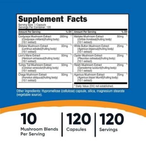 کپسول قارچ تقویت سیستم ایمنی بدن نوتریکاست Nutricost Mushroom Complex (120 عددی)