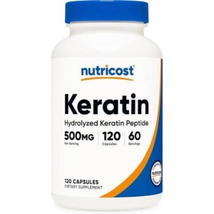 کپسول سلامت پوست مو ناخن نوتریکاست Nutricost Keratin Peptide 500mg (120 عددی)
