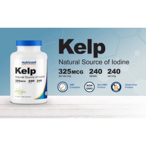 کپسول منبع ید کلپ نوتریکاست Nutricost Kelp 325mcg (240 عددی)