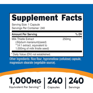 کپسول پاکسازی کبد خار مریم نوتریکاست Nutricost Milk Thistle 1000mg (240 عددی)