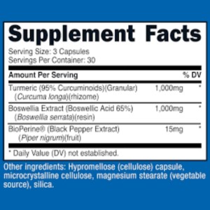کپسول زردچوبه و بوسولیا نوتریکاست Nutricost Turmeric + Boswellia (90 عددی)