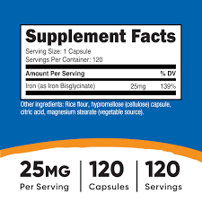 کپسول آهن نوتریکاست Nutricost Iron Bisglycinate 25mg (120 عددی)