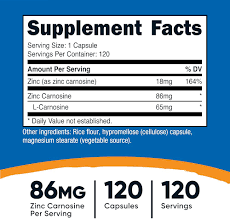 کپسول زینک کارنوزین نوتریکاست Nutricost Zinc Carnosine 86mg (120 عددی)