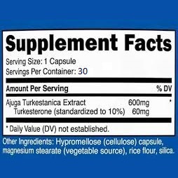 کپسول افزایش تستوسترون ترکسترون نوتریکاست Nutricost Ajuga Turkesterone 600mg (30 عددی)