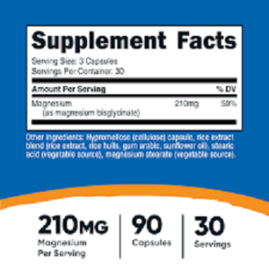 کپسول منیزیم گلیسینات نوتریکاست Nutricost Magnesium Glysinate 210mg (90 عددی)