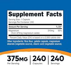 کپسول منیزیم اکساید نوتریکاست Nutricost Magnesium Oxide 375mg (240 عددی)