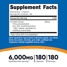کپسول عصاره پوست کاج نوتریکاست Nutricost Pine Bark Extract 6000mg (180 عددی)