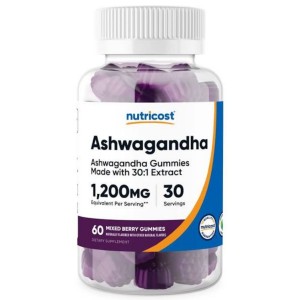 پاستیل طعم دار عصاره آشواگاندا نوتریکاست Nutricost Ashwagandha Extract Gummies 1200mg (60 عددی)