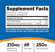 پودر منیزیم سیترات نوتریکاست Nutricost Magnesium Citrate Powder 210mg (250 گرم)