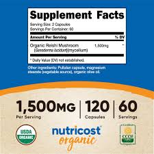 کپسول قارچ ریشی تقویت سیستم ایمنی بدن نوتریکاست Nutricost Reishi Mushroom 1500mg (120 عددی)