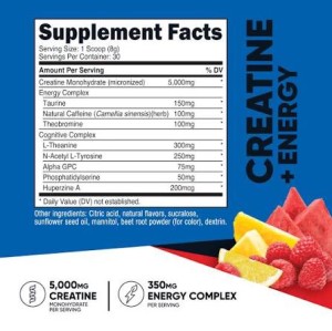 پودر کراتین + انرژی نوتریکاست Nutricost Creatine + Energy Powder 5000mg (252 گرمی)
