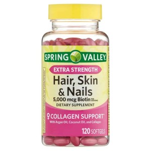 سافت ژل پوست مو ناخن اسپرینگ ولی Spring Valley Hair Nails Skin With Biotin 5000mg (120 عددی)