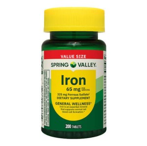 قرص آهن اسپرینگ ولی Spring Valley Iron 65mg (200 عددی)