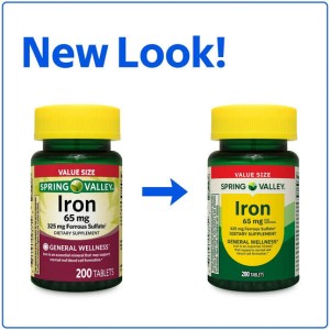 قرص آهن اسپرینگ ولی Spring Valley Iron 65mg (200 عددی)