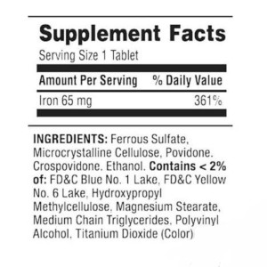 قرص آهن اسپرینگ ولی Spring Valley Iron 65mg (200 عددی)
