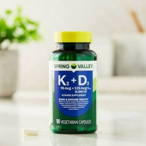 کپسول گیاهی ویتامین Spring Valley Vegetarian K2+D3 (90 عددی)