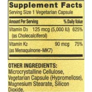 کپسول گیاهی اسپرینگ ولی ویتامین Spring Valley Vegetarian K2+D3 (90 عددی)