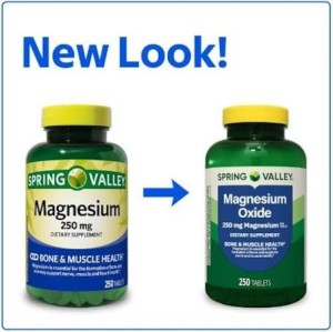 قرص منیزیم اکساید Spring Valley Magnesium 250mg اسپرینگ ولی (100 عددی)
