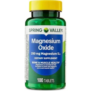 قرص منیزیم اکساید Spring Valley Magnesium 250mg اسپرینگ ولی (100 عددی)