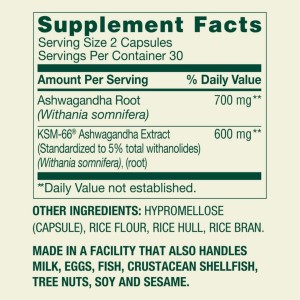 کپسول آشواگاندا اسپرینگ ولی Spring Valley Extra Strength Ashwagandha 1300mg (60 عددی)