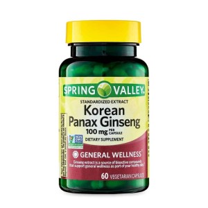 کپسول جینسینگ پاناکس کره ای اسپرینگ ولی Spring Valley Korean Panax Ginseng 100 mg (60 عددی)