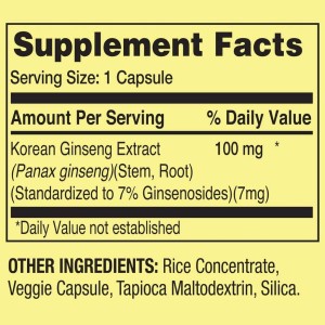 کپسول جینسینگ پاناکس کره ای اسپرینگ ولی Spring Valley Korean Panax Ginseng 100 mg (60 عددی)