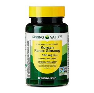 کپسول جینسینگ پاناکس کره ای اسپرینگ ولی Spring Valley Korean Panax Ginseng 100 mg (60 عددی)