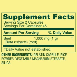 کپسول عصاره ریشه چغندر اسپرینگ ولی Spring Valley Beet Root 1000mg (90 عددی)