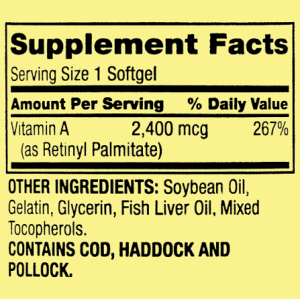سافت ژل ویتامین A اسپرینگ ولی Spring Valley Vitamin A 2400mcg (250 عددی)