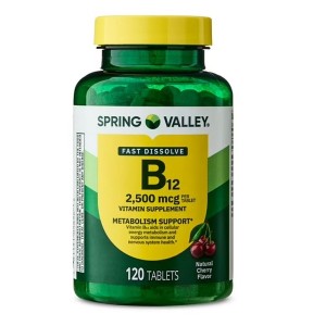 قرص طعم دار زیر زبانی ویتامین کوبالامین اسپرینگ ولی Spring Valley Vitamin B12 2500mcg (120 عددی)