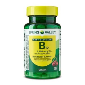 قرص طعم دار زیر زبانی ویتامین کوبالامین اسپرینگ ولی Spring Valley Vitamin B12 5000mcg (60 عددی)