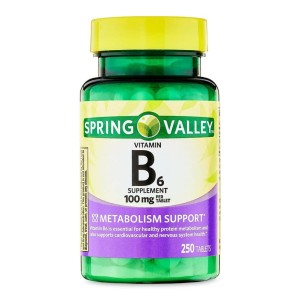 قرص ویتامین پیریدوکسین اسپرینگ ولی Spring Valley Vitamin B6 100mg (250 عددی)