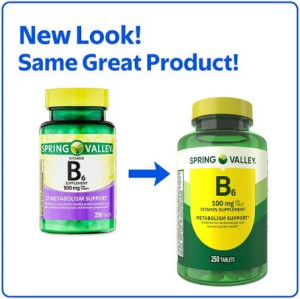 قرص ویتامین پیریدوکسین اسپرینگ ولی Spring Valley Vitamin B6 100mg (250 عددی)