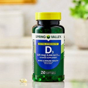 سافت ژل ویتامین دی اسپرینگ والی Spring Valley Vitamin D3 5000IU (250 عددی)