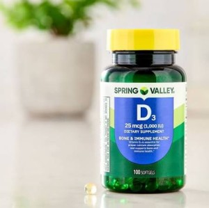 سافت ژل ویتامین دی اسپرینگ ولی Spring Valley Vitamin D3 1000IU (100 عددی)
