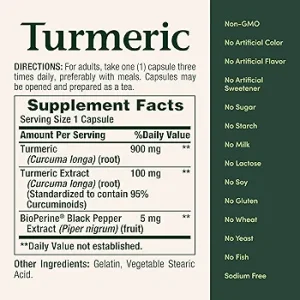 کپسول زردچوبه Nature's bounty Turmeric Curcumin 1000mg نیچرز بونتی (60 عددی)