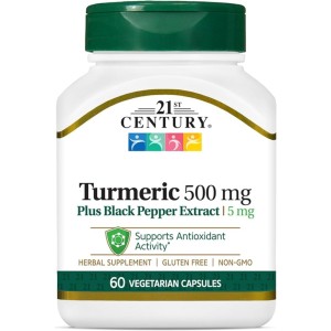 کپسول گیاهی زردچوبه 21Century Turmeric Curcumin 500mg (60 عددی)