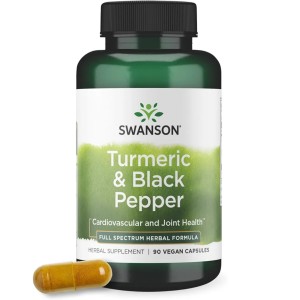کپسول زردچوبه همراه با فلفل سیاه Swanson Turmeric 600mg سوانسون (90 عددی)