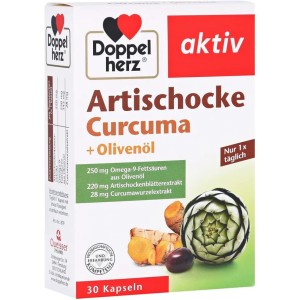 قرص سم‌زدایی طبیعی و تقویت کبد داپل هرز اکتیو Doppel Herz Aktiv Artischocke + Curcuma + Olivenöl (30 عددی)