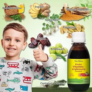 شربت مولتی ویتامین رشد قد و افزایش اشتها کودک همراه با عسل طبیعی Herbion Vitality Supplement For Children (150 میل)