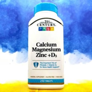 قرص کلسیم + منیزیم + زینک + 21Century Calcium Magnesium Zinc & D3 (250 عددی)