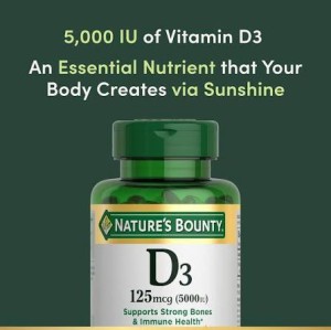 سافت ژل ویتامین نیچرز بونتی Nature's Bounty D3 5000iu (150 عددی)