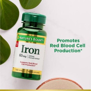 قرص آهن نیچرز بونتی Nature's Bounty Iron 65mg (100 عددی)