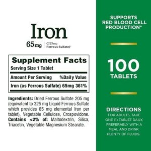قرص آهن نیچرز بونتی Nature's Bounty Iron 65mg (100 عددی)