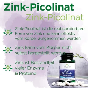 کپسول زینک پیکولینات سوانسون Swanson Zinc Picolinate 22mg (60 عددی)