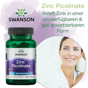 کپسول زینک پیکولینات سوانسون Swanson Zinc Picolinate 22mg (60 عددی)