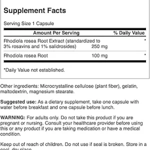 کپسول بهبود خستگی و اضطراب رودیولا رزا سوانسون Swanson Rhodiola Rosea 250mg (60 عددی)