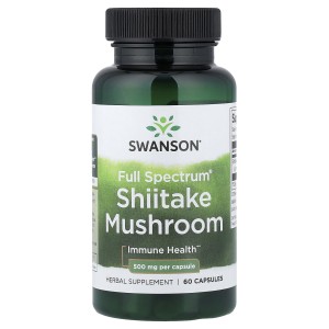 کپسول قارچ طیف کامل تقویت سیستم ایمنی بدن شیتاکه سوانسون Swanson Full Spectrum Shiitake Mushroom 500mg (60 عددی)