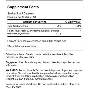 کپسول قارچ ریشی تقویت سیستم ایمنی بدن سوانسون Swanson Reishi Mushroom (60 عددی)