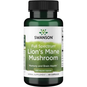 کپسول گیاهی قارچ یال شیر تقویت سیستم ایمنی بدن سوانسون Swanson Lion's Mane Mushroom 500mg (60 عددی)